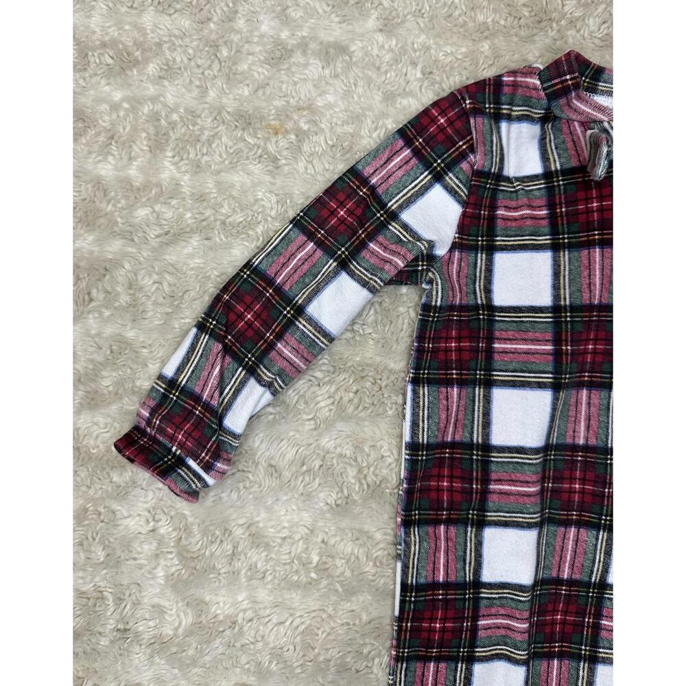 Pottery Barn Kids plaid tartan long sleeve one-piece footless romper Size 12-18M - Picture 4 of 6